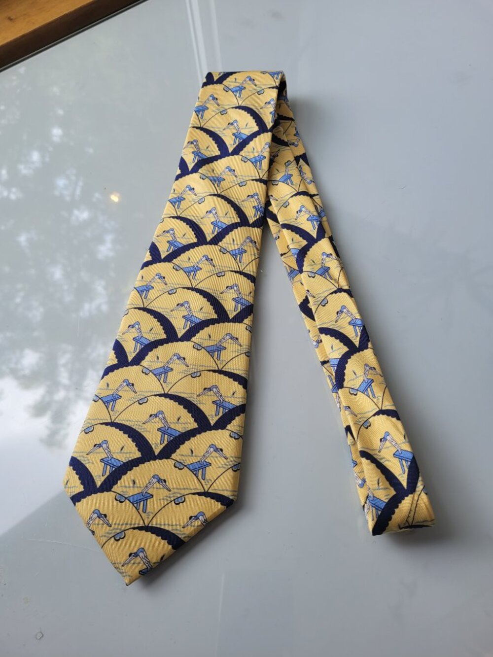 Vintage Men's 100% Silk Made in France Tie With Bathing Beauties Print